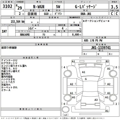 Honda N WGN  с аукциона в Японии