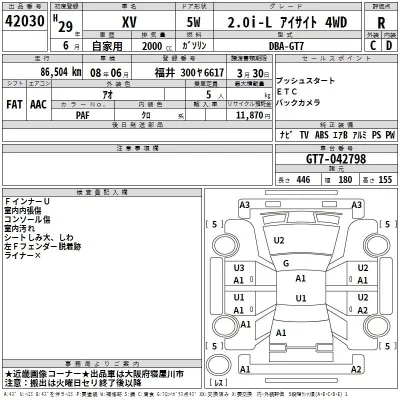 Subaru XV  с аукциона в Японии