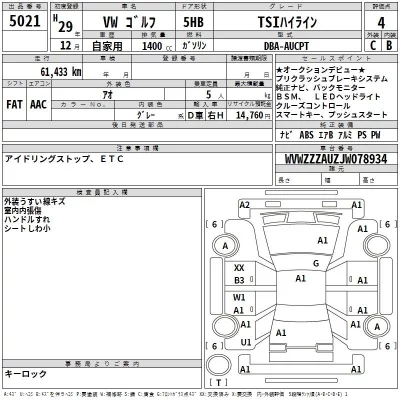 Volkswagen GOLF  с аукциона в Японии