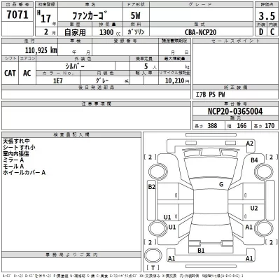 Toyota FUNCARGO  с аукциона в Японии