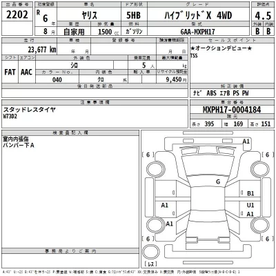 Toyota YARIS  с аукциона в Японии