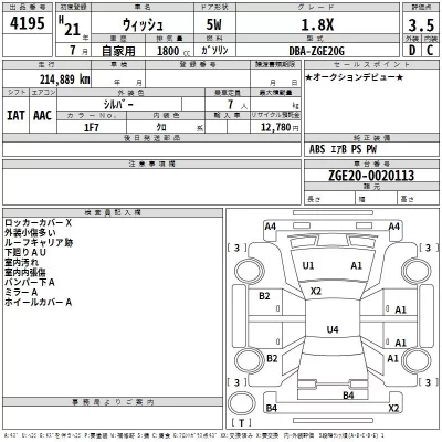 Toyota WISH  с аукциона в Японии