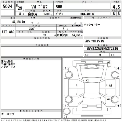 Volkswagen GOLF  с аукциона в Японии