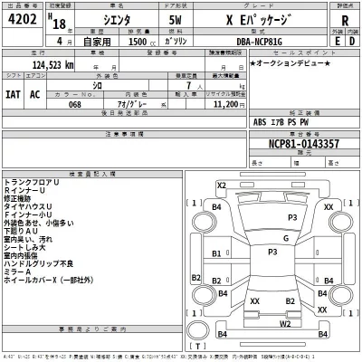 Toyota SIENTA  с аукциона в Японии