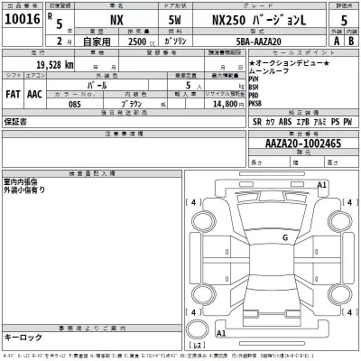 Lexus NX  с аукциона в Японии