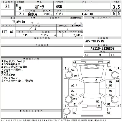 Toyota COROLLA  с аукциона в Японии