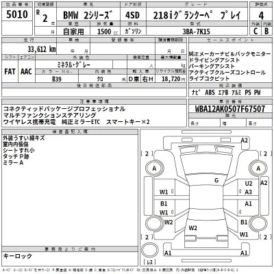 BMW 2-Series  с аукциона в Японии