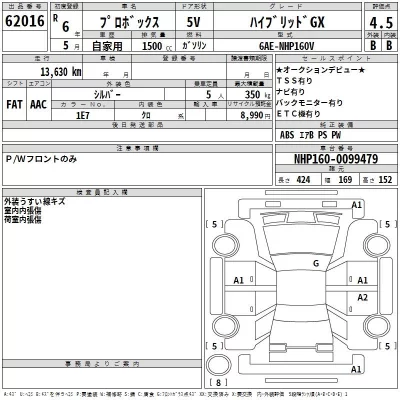 Toyota PROBOX  с аукциона в Японии