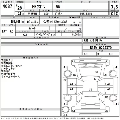 Mitsubishi EK WAGON  с аукциона в Японии