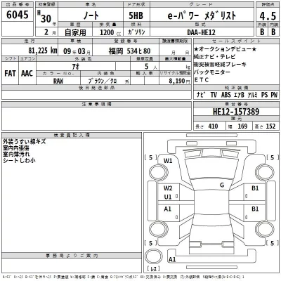 Nissan NOTE  с аукциона в Японии