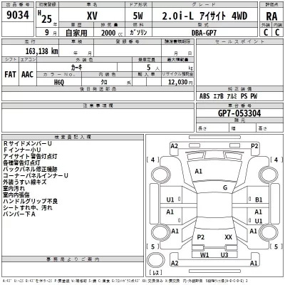 Subaru XV  с аукциона в Японии