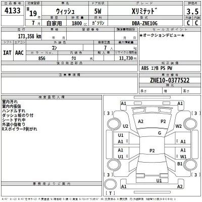 Toyota WISH  с аукциона в Японии