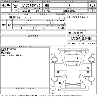 Toyota PIXIS EPOCH  с аукциона в Японии