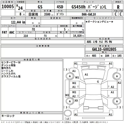 Lexus GS  с аукциона в Японии