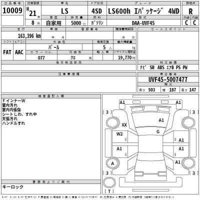 Lexus LS  с аукциона в Японии