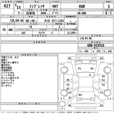 Subaru IMPREZA  с аукциона в Японии