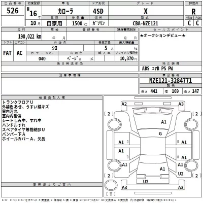 Toyota COROLLA  с аукциона в Японии