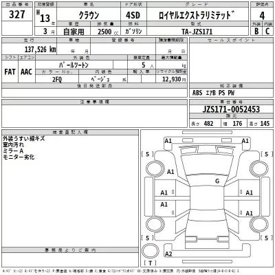Toyota CROWN  с аукциона в Японии