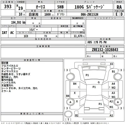 Toyota AURIS  с аукциона в Японии