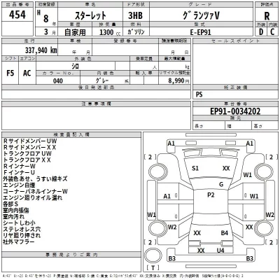 Toyota STARLET  с аукциона в Японии