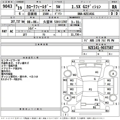 Toyota COROLLA FIELDER  с аукциона в Японии