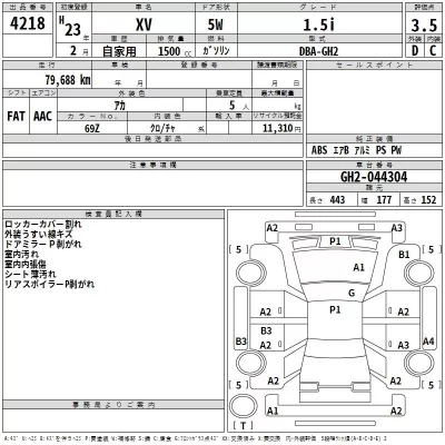 Subaru XV  с аукциона в Японии