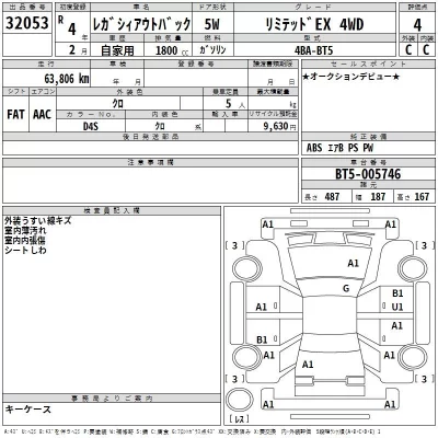 Subaru LEGACY OUTBACK  с аукциона в Японии