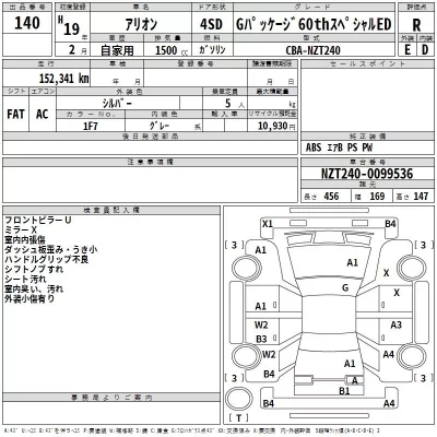 Toyota ALLION  с аукциона в Японии