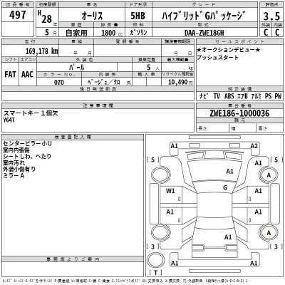 Toyota AURIS  с аукциона в Японии