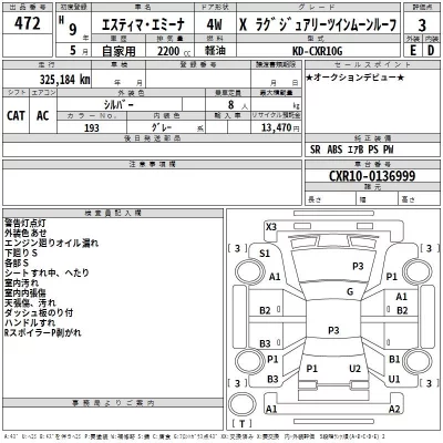 Toyota ESTIMA  с аукциона в Японии