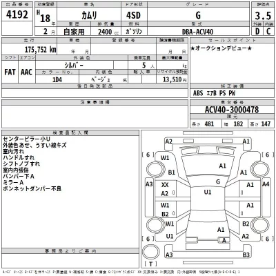Toyota CAMRY  с аукциона в Японии