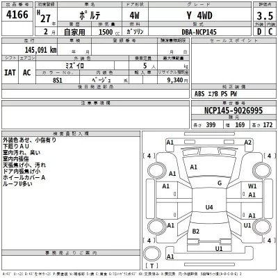 Toyota PORTE  с аукциона в Японии