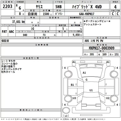 Toyota YARIS  с аукциона в Японии