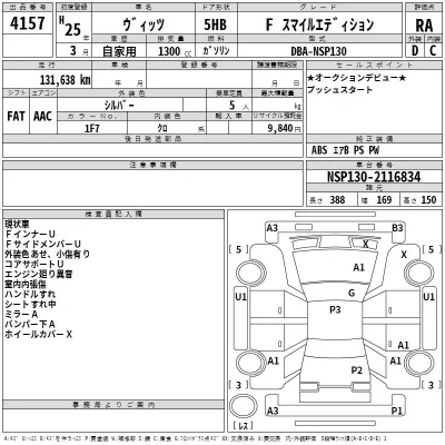 Toyota VITZ  с аукциона в Японии