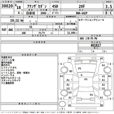 Mazda ATENZA SEDAN  с аукциона в Японии