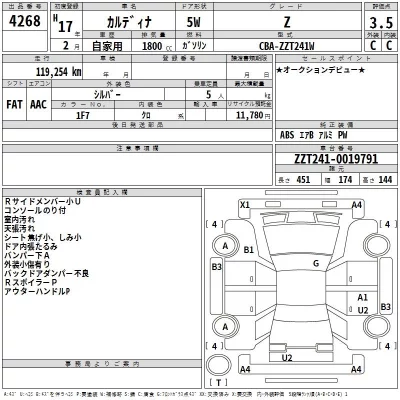 Toyota CALDINA  с аукциона в Японии