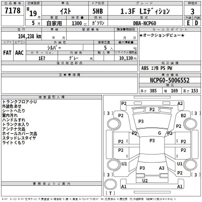 Toyota IST  с аукциона в Японии