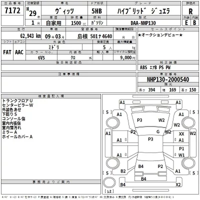Toyota VITZ  с аукциона в Японии