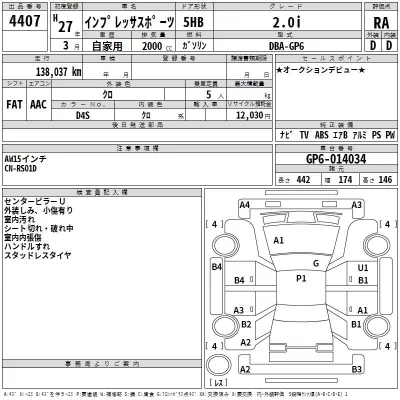 Subaru IMPREZA  с аукциона в Японии