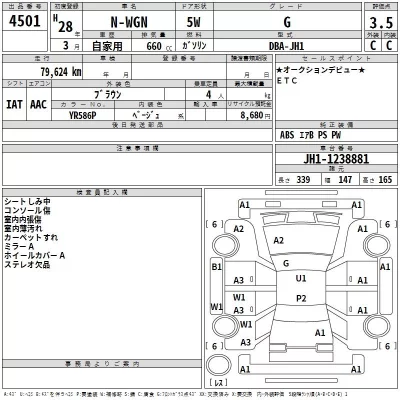 Honda N WGN  с аукциона в Японии