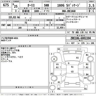 Toyota AURIS  с аукциона в Японии