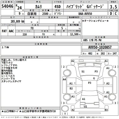 Toyota CAMRY  с аукциона в Японии