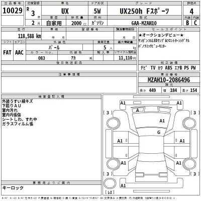 Lexus UX  с аукциона в Японии