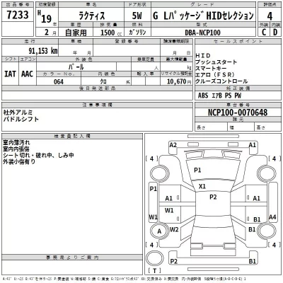 Toyota RACTIS  с аукциона в Японии
