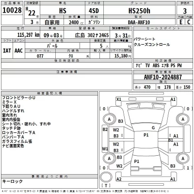 Lexus HS  с аукциона в Японии