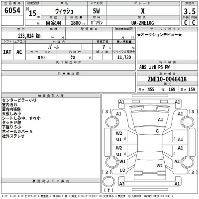 Toyota WISH  с аукциона в Японии