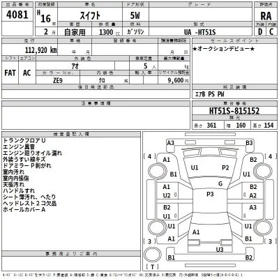 Suzuki SWIFT  с аукциона в Японии
