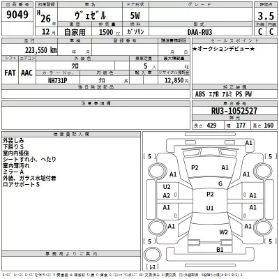 Honda VEZEL  с аукциона в Японии