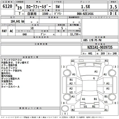 Toyota COROLLA FIELDER  с аукциона в Японии