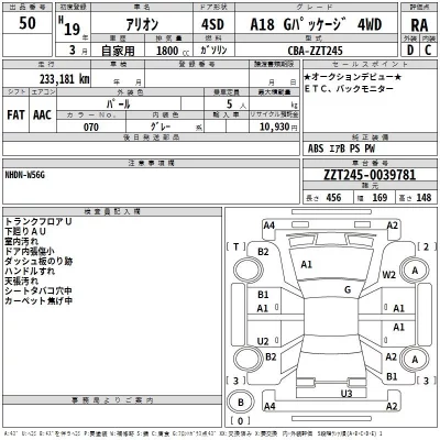 Toyota ALLION  с аукциона в Японии
